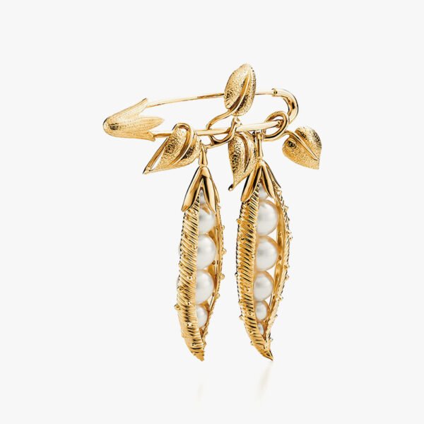 Peapod Brooch Yellow Cultured Gold