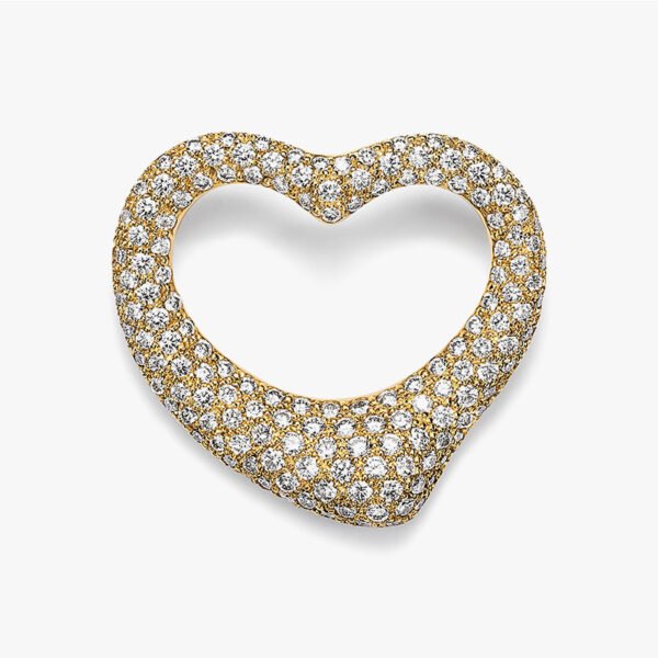 Open Heart Brooch Yellow Gold