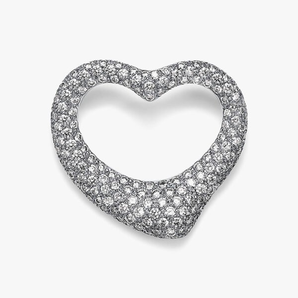 Open Heart Brooch Platinum
